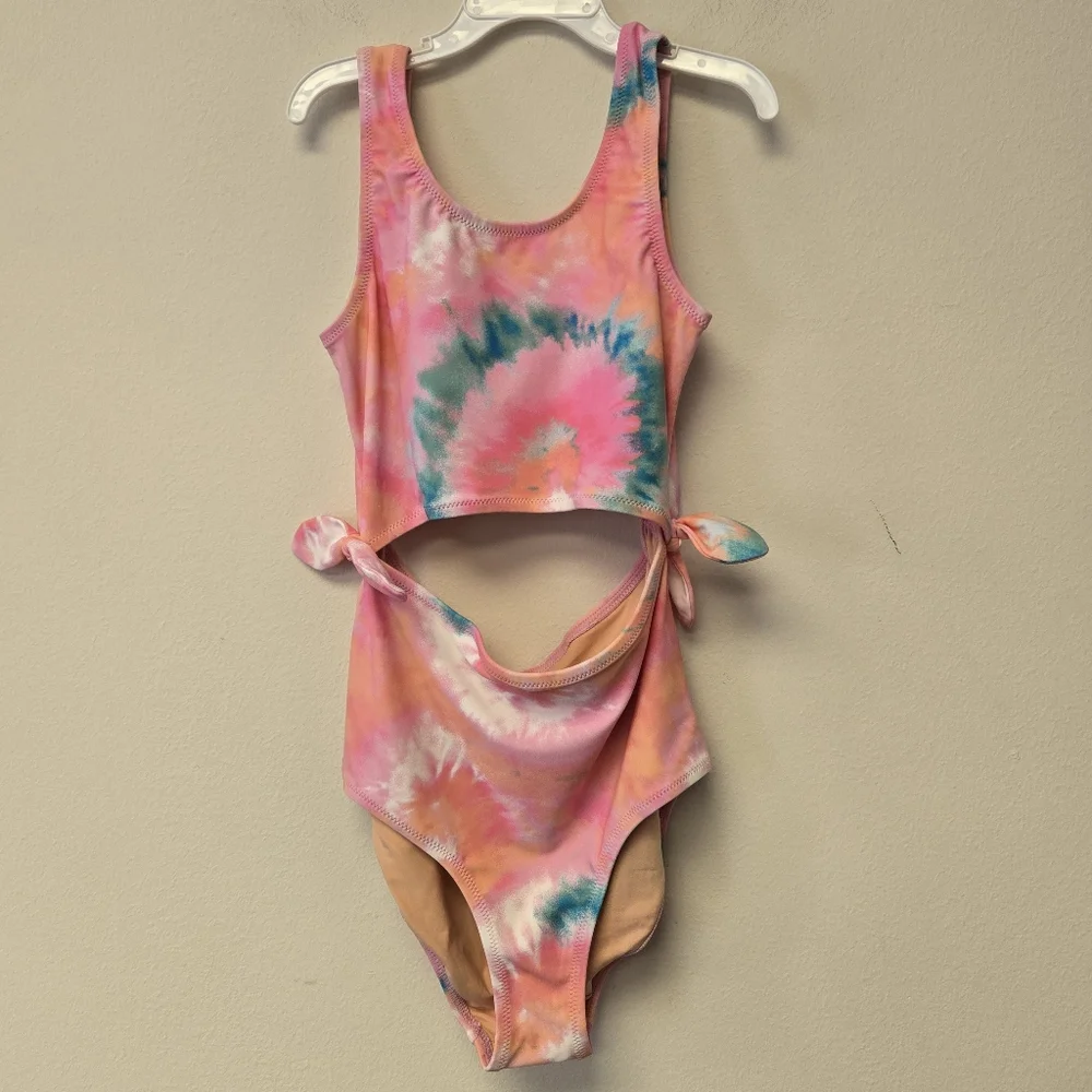 J. Crew Crewcuts tie dye one piece swimsuit Pink Blue 12